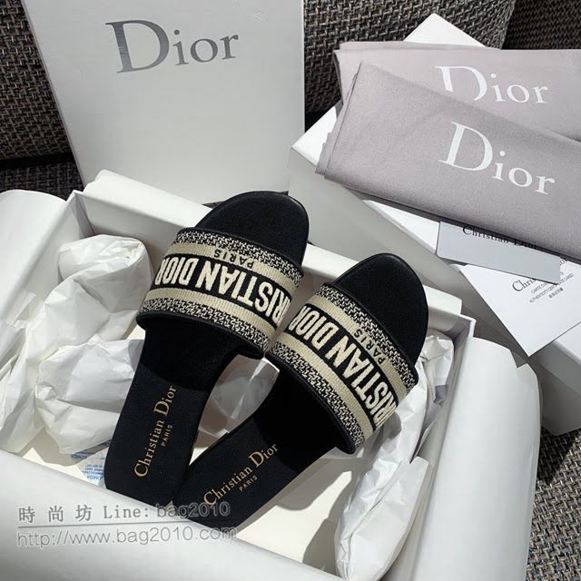 DIOR女鞋 迪奧2021專櫃新款磨砂新大底涼拖 Dior一字型刺繡拖鞋  naq1444